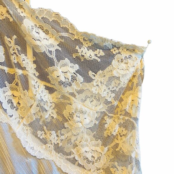 #4583 Vintage Miss Elaine beige nightgown sheer with lace size L - Picture 5 of 7